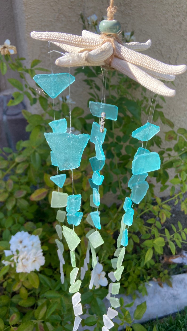 Sea Glass Wind Chime Sun Catcher Windchime With Silver Etsy