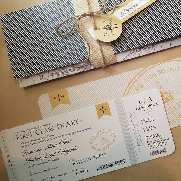 Invitation de mariage à thème Aviation, avion, voyage