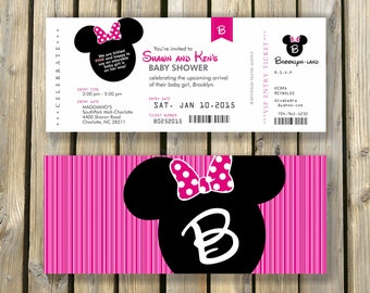 Minnie Mouse Ticket Invitation Etsy
