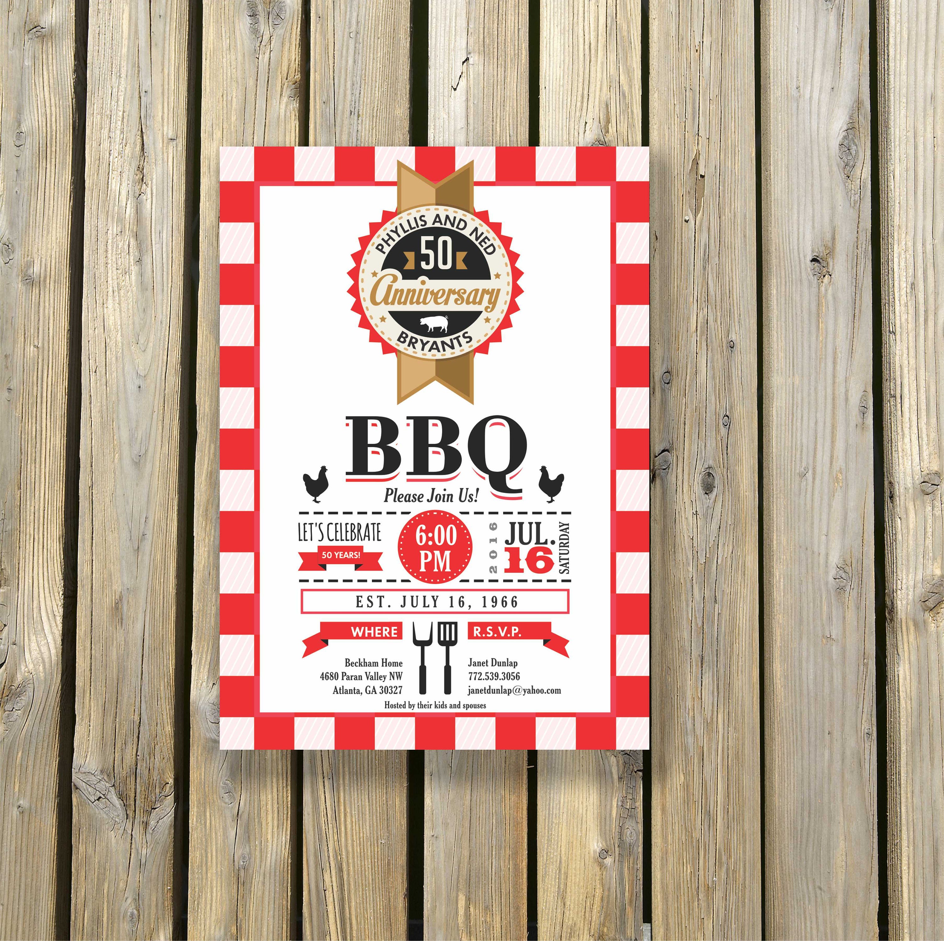 Wedding Anniversary BBQ Invitation DIY Etsy