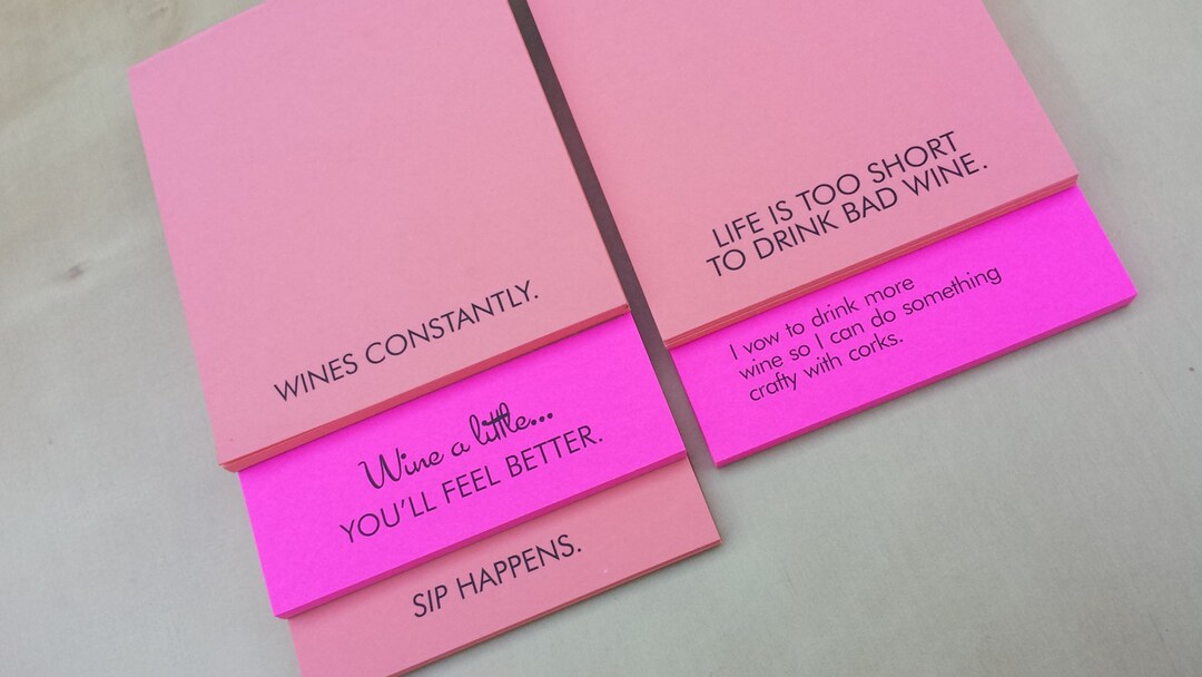 Wine Sticky Notes Wine Note Pads, Colorful and Fun! - Etsy