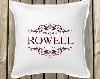 Wedding Pillow zip cover for newlyweds, Personalized