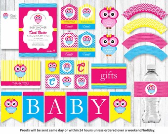 Baby Girl Owl Ultimate Baby Shower KIT!