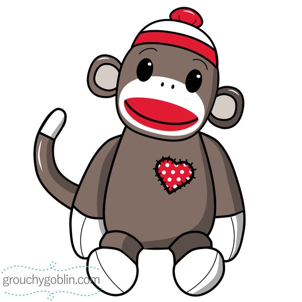 Sock Monkey Door Hanger Printable Template (Downloadable File)