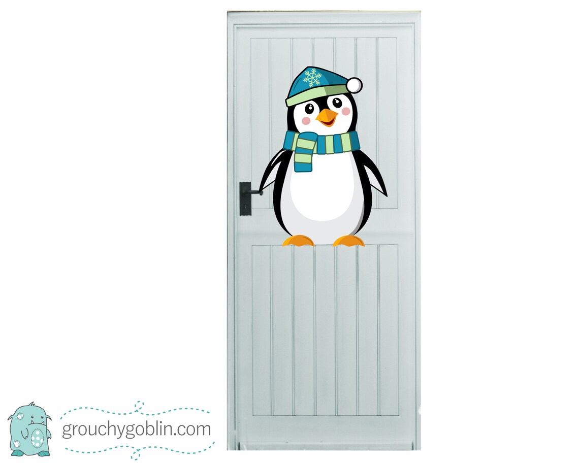 Penguin Door Hanger Printable Template Outdoor Winter | Etsy