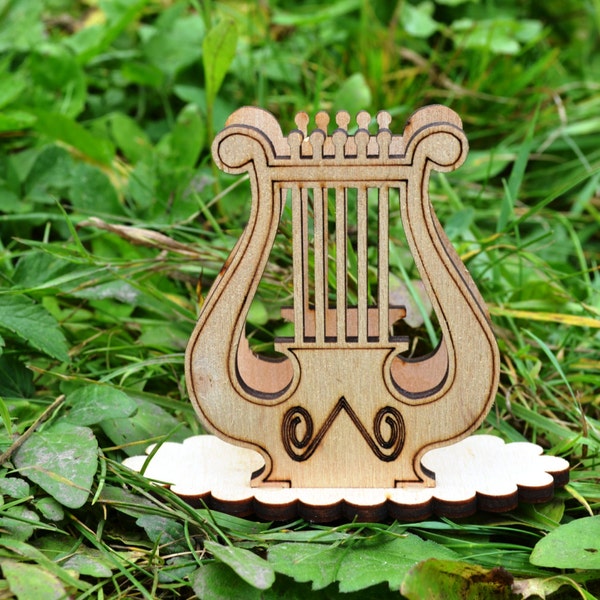 Servilletero de madera en forma de arpa servilletas servilleta cisne escultura figura figurita miniatura utensilio hecho de madera rústico