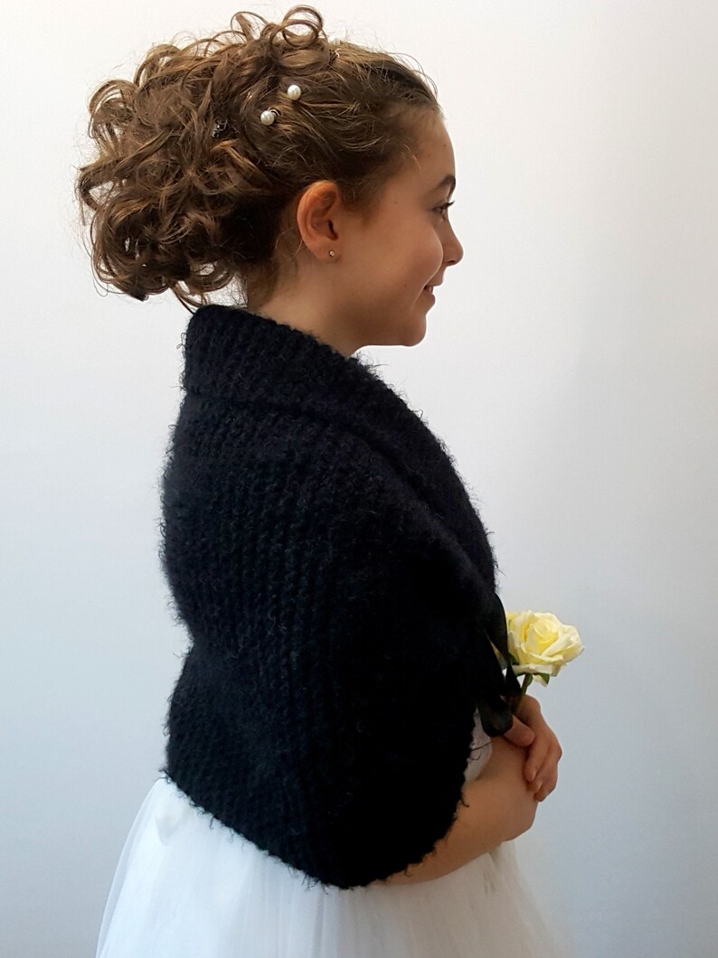 Flower girl shawl black bolero communion shrug little girl Etsy