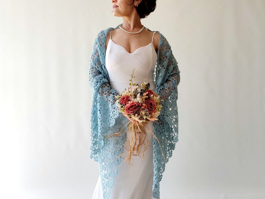 aqua blue shawl
