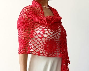 Chal de noche de algodón color coral, chal de verano estilo bohemio, bufanda rectangular con flecos.