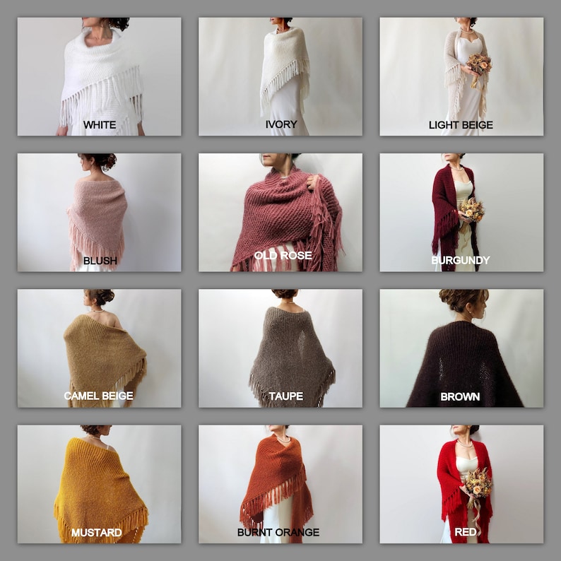 Burnt Orange mohair evening shawl, rust bridal wedding wrap, handmade wool scarf image 8