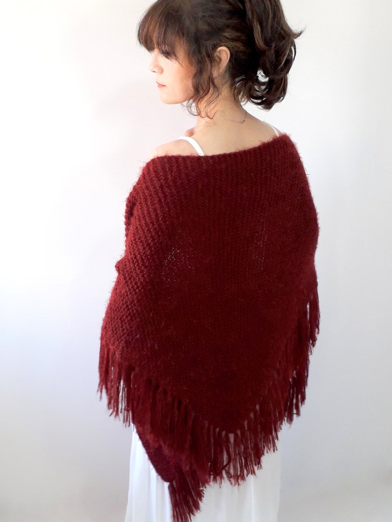 Burgundy Shawl Wedding Wrap Wine Bridal Scarf Fall Winter Etsy