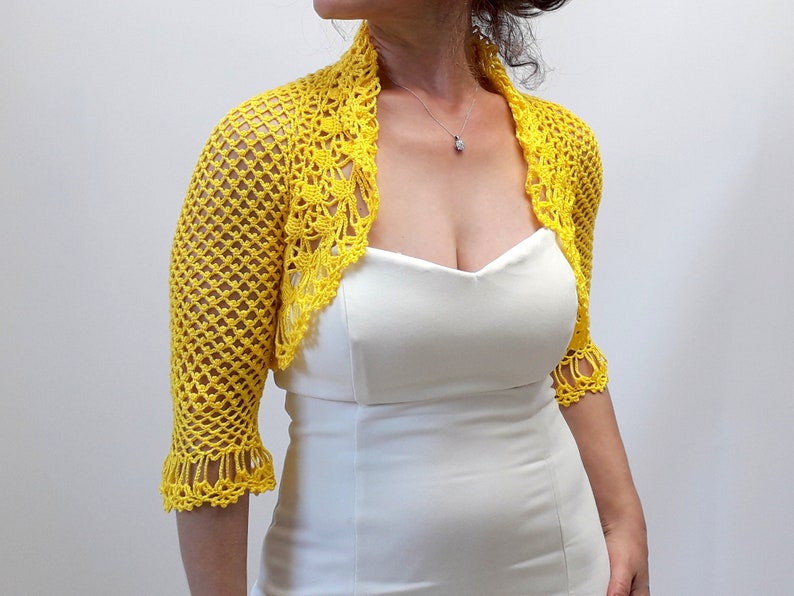 Evening Shrug Yellow Bolero Crochet Lacy Top Wedding Shrug Etsy