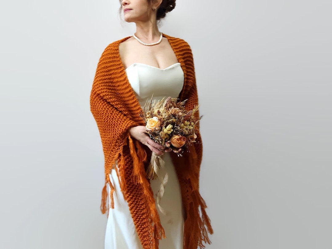 burnt orange shawl wrap