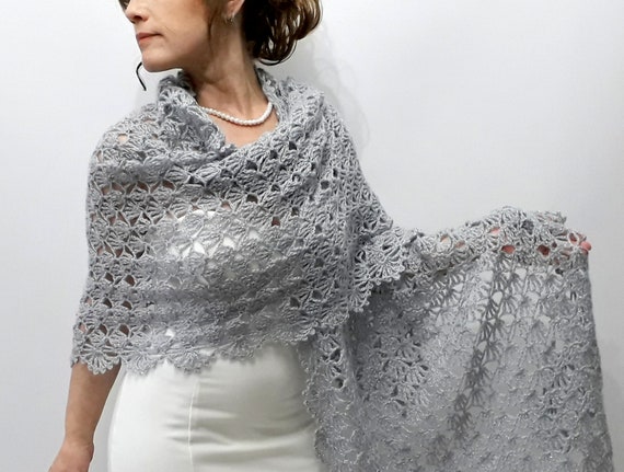 Avond sjaal zilveren glitter wrap mohair bruidsstola grijze - Etsy