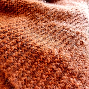 Burnt Orange mohair evening shawl, rust bridal wedding wrap, handmade wool scarf image 7