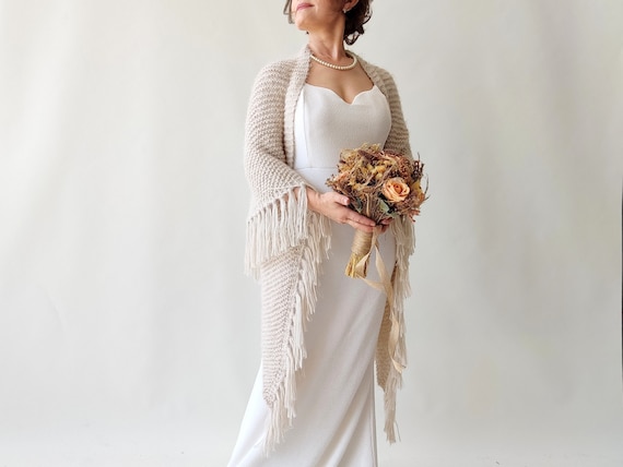 [RRACE] / ☆ Melange Wrap Shawl / Oat Beige Beige Shawl, Oatmeal Evening Wrap, Fall Winter Wedding