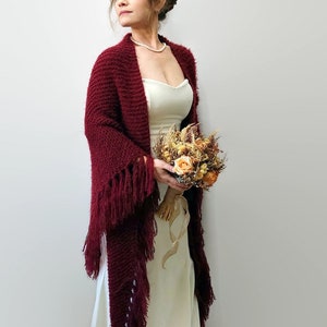 Maroon shawl, wine evening wrap, fall winter wedding, bridal cover up, fuzzy scarf, bridesmaid gift, mother of the bride, burgundy wrap