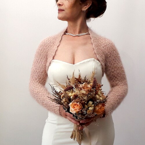 Pink Shrug Hand Knitted Shrug Salmon 