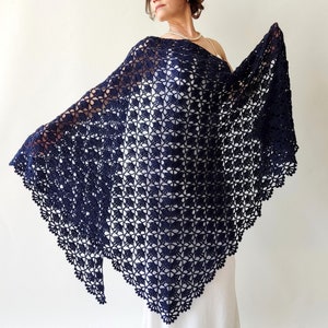 Navy blue shawl, mohair wedding wrap, bridal cover up, lace evening shawl, mother of bride, bridesmaid gift, fall winter wedding