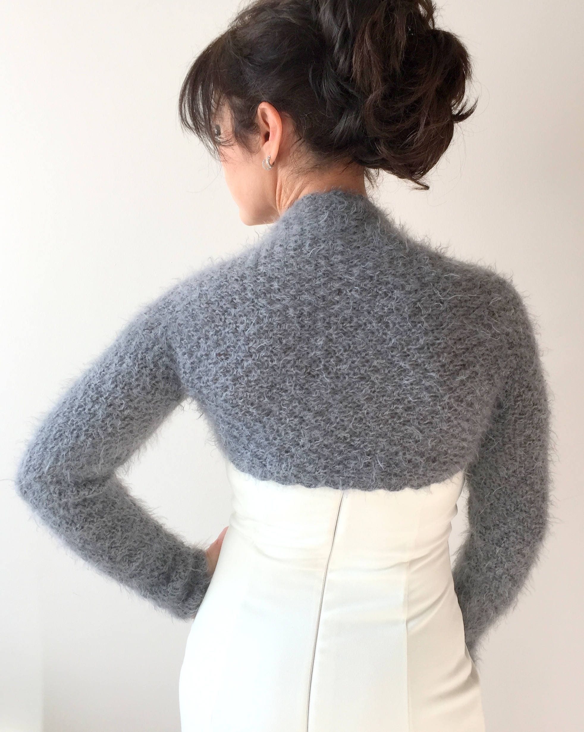Gray bolero wedding shrug bridal sweater bridesmaid gift Etsy