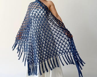 Chal de noche azul verdoso, chal de encaje con flecos, bufanda transparente de encaje.