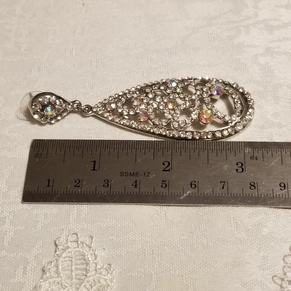 Sparkling Rhinestone Dangle/ Drop/ Silver Tone/ E… - image 8