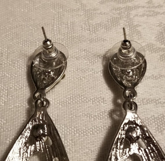 Sparkling Rhinestone Dangle/ Drop/ Silver Tone/ E… - image 7