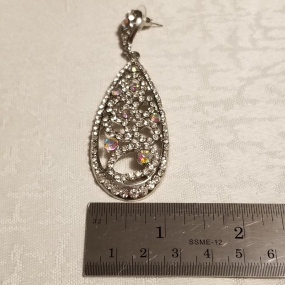 Sparkling Rhinestone Dangle/ Drop/ Silver Tone/ E… - image 9