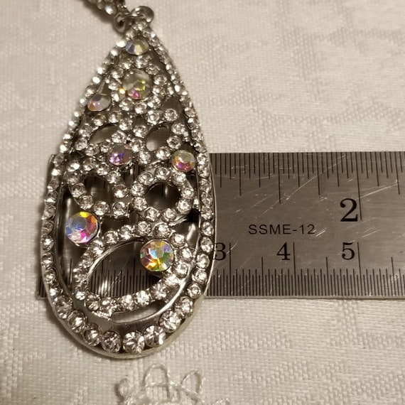 Sparkling Rhinestone Dangle/ Drop/ Silver Tone/ E… - image 10