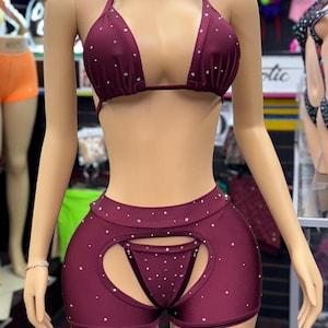 Exotic dancewear 3 piece chaps set