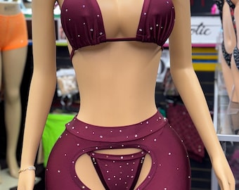 Exotic dancewear 3 piece chaps set
