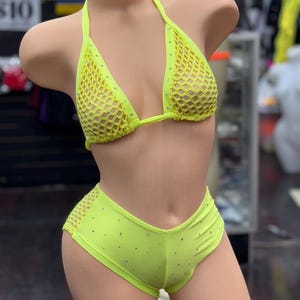Exotic dancewer net 2 piece bikini bra with booty shorts set