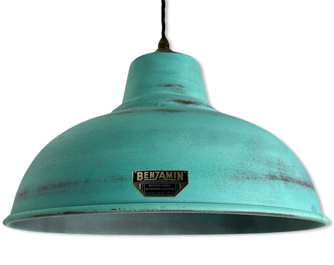 Salthouse XL - Verdigris Copper Patina Industrial Lampshade Light - 14.5 Inch