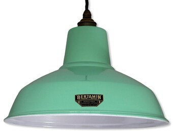 Filby ~ Fresh Teal Green RLM Reflector Lampshade Pendant Set Light ~ 12.5 Inch