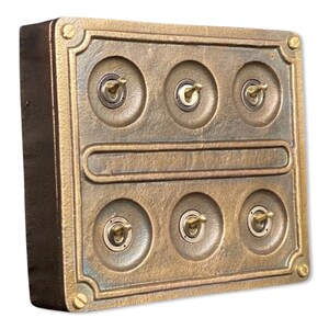6 Gang 2 Way Bronze Solid Cast Metal Surface Mounting Conduit Light Switch Industrial - BS EN Approved Vintage Britmac Style