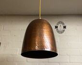 Hemblington Antique Copper Pendant Set Industrial Solid Steel Hammered Style light dining room kitchen table vintage