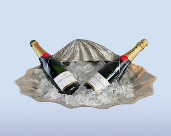 Clamshell Solid Champagne Ice Bucket ~ Wine Cooler