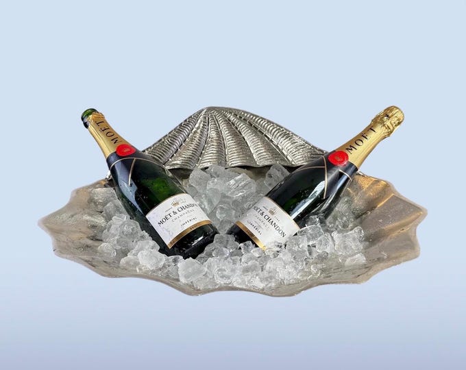 Clamshell Solid Champagne Ice Bucket ~ Wine Cooler