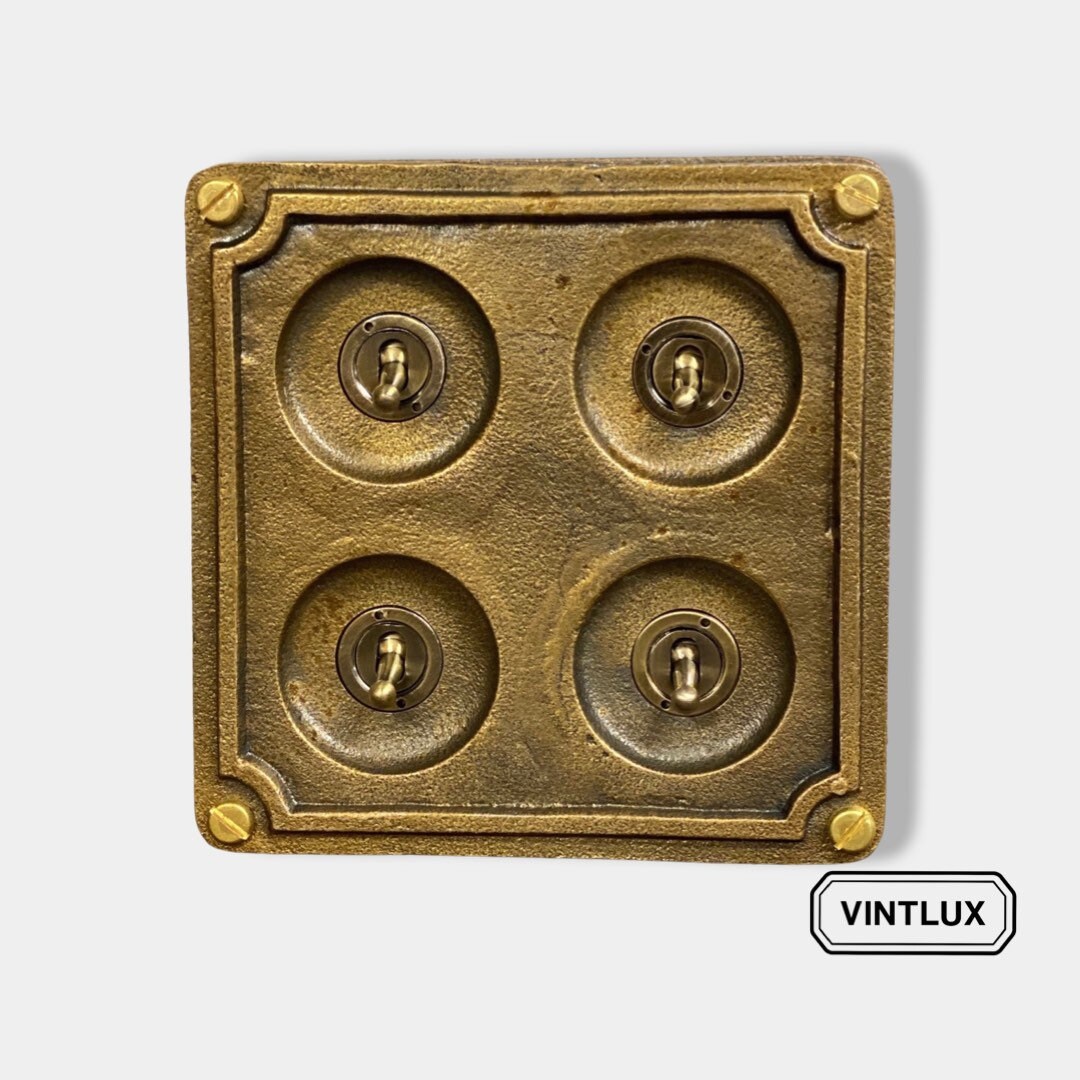 4 Gang 2 Way Solid Antique Brass Bronze Metal Conduit Light Switch