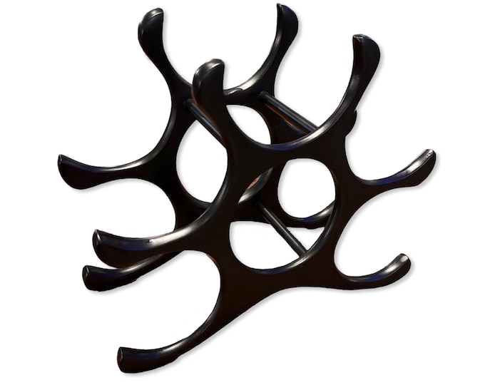 6 Bottle Wine Rack Holder Solid Cast | Wine | Champagne Storage Antique Brass | Polished Aluminium | Matt Black | Black Copper
