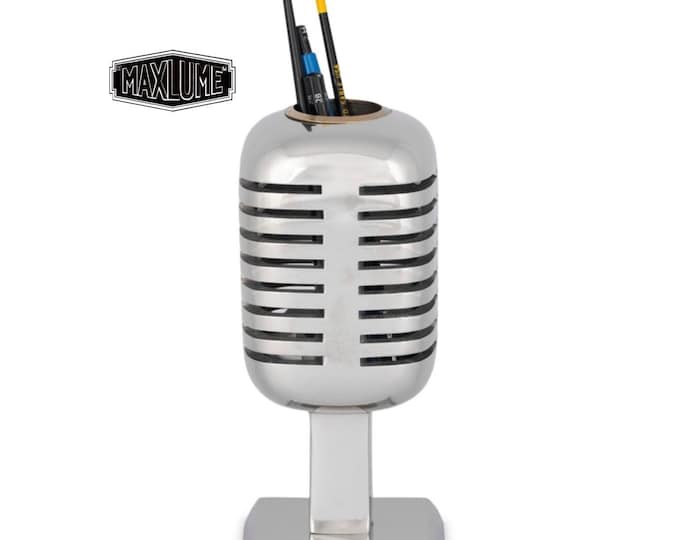 Maxlume - Vintage Microphone Pencil Stand Holder Retro Mic Office Accesories