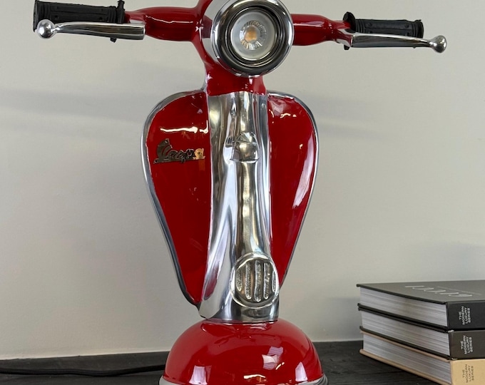 Red Scooter Table Lamp Vintage Style Bedroom Bedside Light