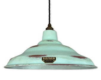 Bawsey ~ Copper Verdigris Lampshade Pendant Ceiling Light ~ 16 Inch