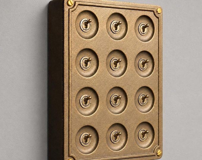 12 Gang 2 Way Bronze Cast Metal Light Switch | Surface Mount Industrial Toggle