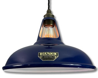Cawston - Royal Blue Slotted Lampshade Pendant Set Light *Worn* - 11 Inch