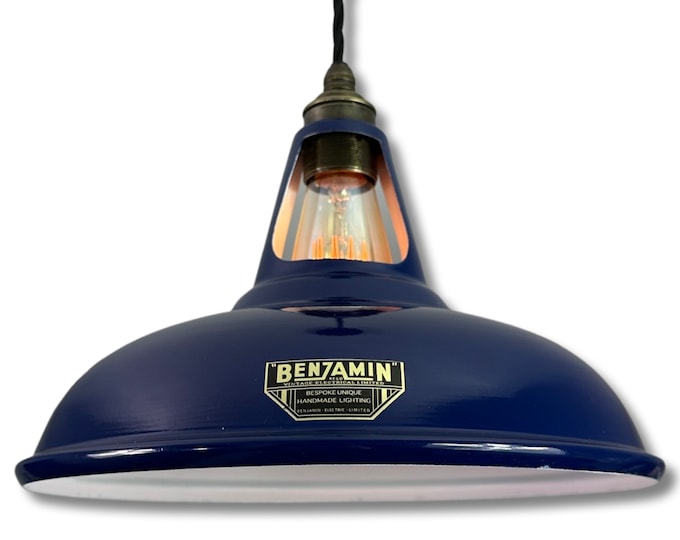 Cawston - Royal Blue Slotted Lampshade Pendant Set Light *Worn* - 11 Inch