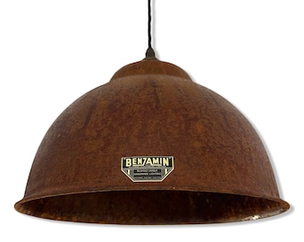 Morley XL ~ Rusted Industrial factory shade light ceiling dining room kitchen table