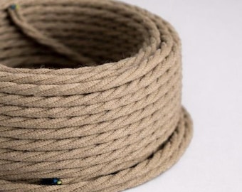 Jute Twisted Rope Cable 3 x 0.75 Core | Vintage Textile Retro | Electrical Wire Fabric Cord
