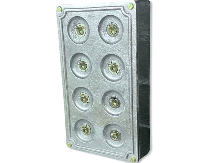 8 Gang 2 Way Solid Cast Metal Conduit Light Switch Industrial - BS EN Approved Vintage Crabtree 1950’s Style