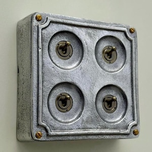 4 Gang 2 Way Solid Cast Metal Conduit Light Toggle Switch | Industrial Surface Mounted